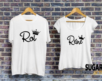 Roi et reine t-shirts, t-shirts pour les couples, roi et Reine Couples chemise définie, reine et roi shirts, reine et roi t-shirts