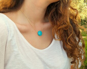 Turquoise necklace / Pendants Necklaces / Single turquoise necklace / The perfect gift / Gold, Sterling silver 925 / Gift for her