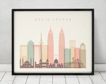 Kuala Lumpur print, Poster, Wall art, Malaysia Kuala Lumpur skyline, City poster, Typography art ,Home Decor, Digital Print ArtPrintsVicky.