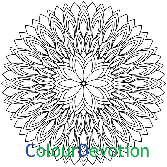 Leaf mandala coloring page instant digital download colouring