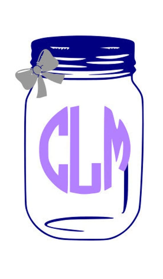 Personalized Monogram Mason Jar Vinyl Decal By Bulletproofandsassy