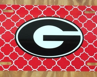 Red quatrefoil Georgia Bulldogs License Plate georgia bulldogs Car Tag Red Quatrefoil New red georgia bulldogs car tag
