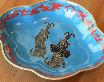 Vintage Japanese metal enamel trays