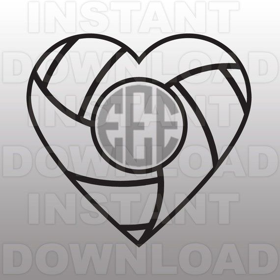 Download Volleyball Heart Circle Monogram Frame SVG File cricut svg