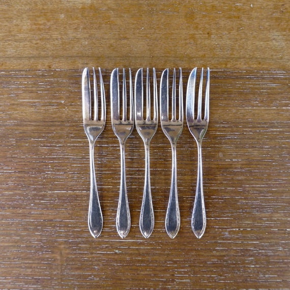 5 x Vintage EPNS A1 Cake Forks Silver Plated by eclecticmoi