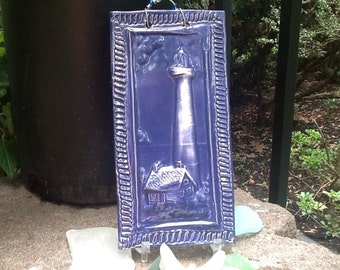 Sapphire Blue Lighthouse Ceramic Tile