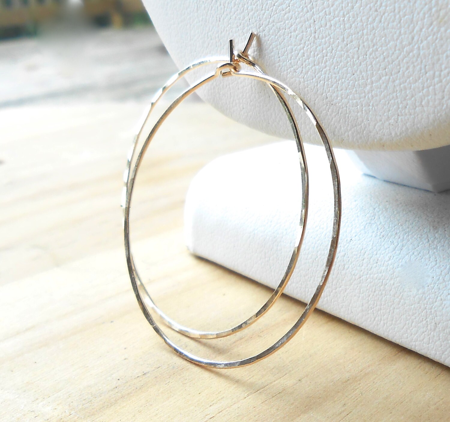 Simple Gold Hoop Earrings Hammered Thin Gold Filled by DianeMabrey