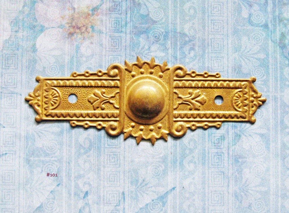 Art Deco Escutcheon Furniture Hardware Antique Brass Tulip