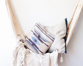 Vintage Macrame Hammock - tassels, net