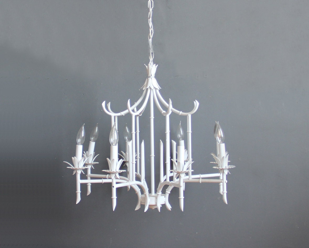 Large Faux Bamboo Pagoda Chandelier