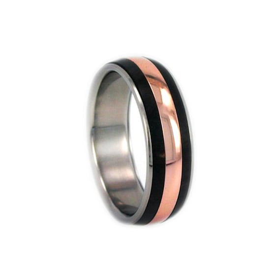 Rose Gold Ring Titanium Ring with Rose Gold and by jewelrybyjohan