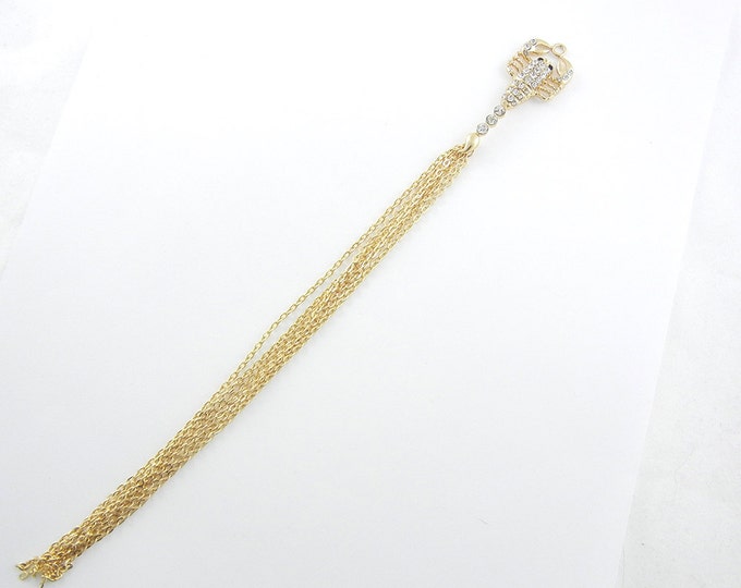 Gold-tone Scorpion Tassle Pendant Rhinestones