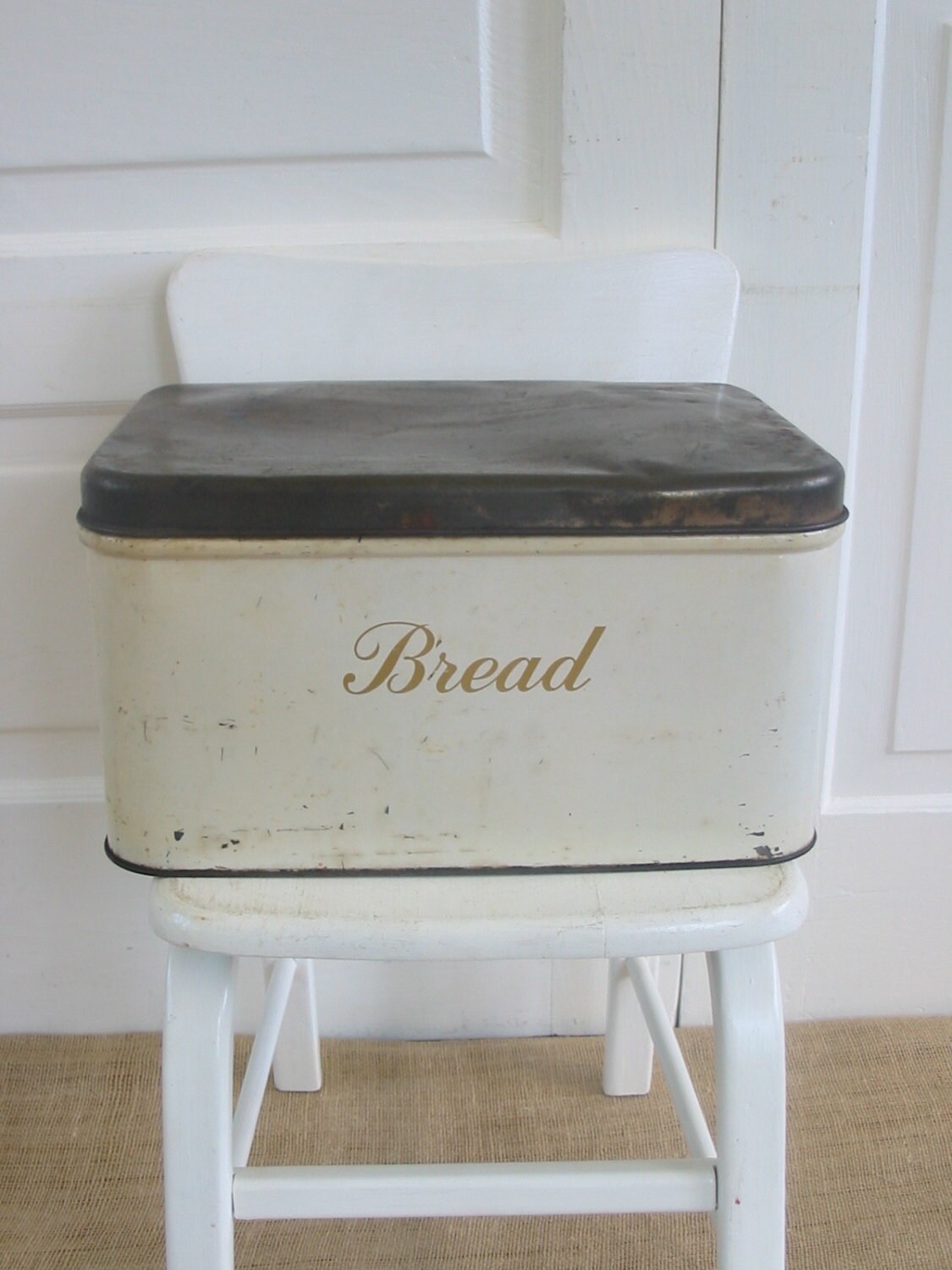 Vintage Bread Box Metal Copper Shabby Cottage Chic Primitive Haute Juice
