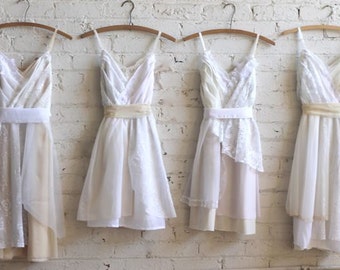 Custom Ivory, Cream, & White Bridesmaids Dresses
