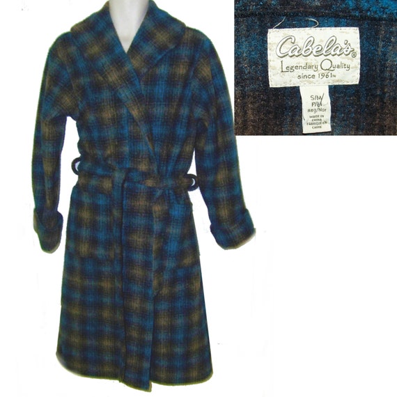 Cabelas wrap robe blue plaid xtra thick fleece by pinehaven2