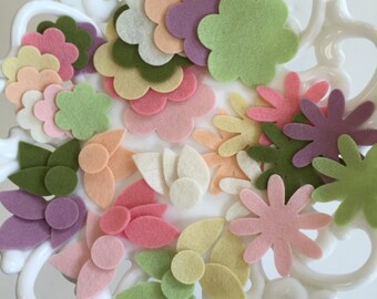 Wool Felt Flowers, Die-Cut Shapes, 100% Wool, Flower Assortment, Embellishment, Applique, Needle Felt, Party Supply