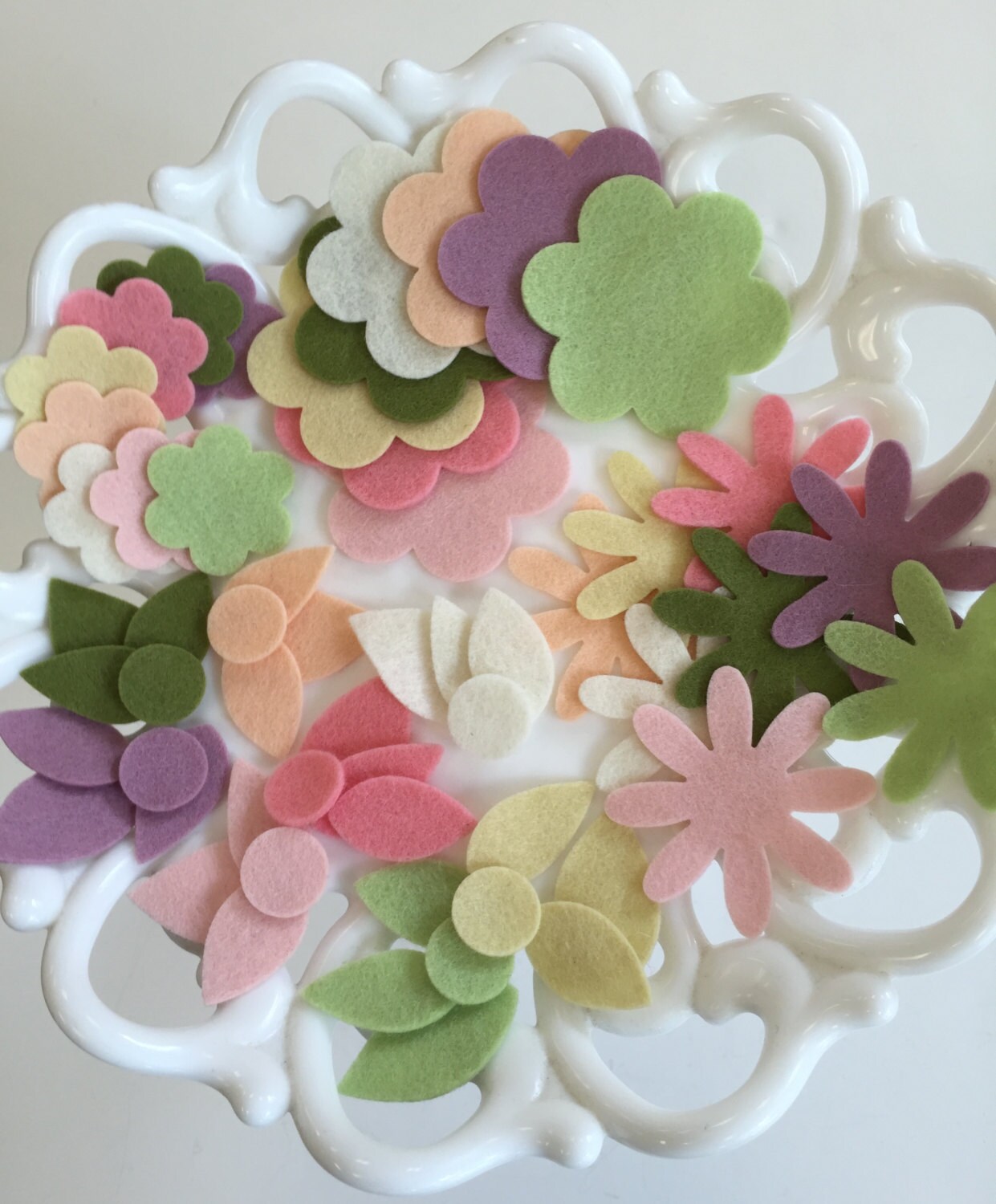 Wool Felt Flowers DieCut Shapes 100 Wool Flower