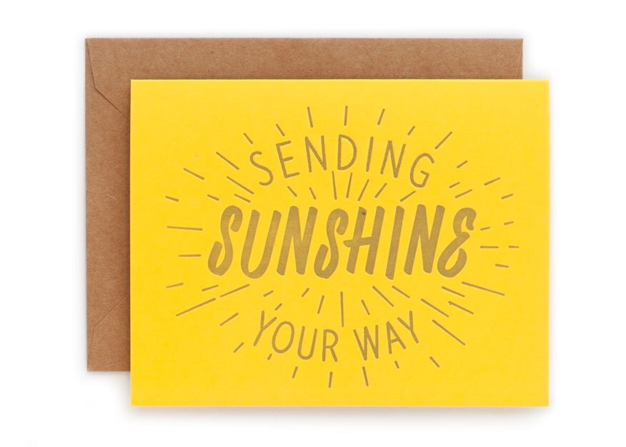 Sending Sunshine Your Way Folded Letterpress Card