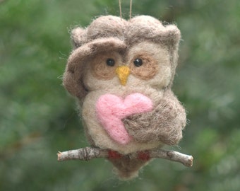 Needle Felted Owl Ornament - Searching with Heart