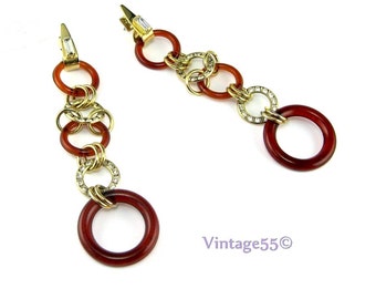 Earrings Rhinestone Ringed Hoop Pierced post