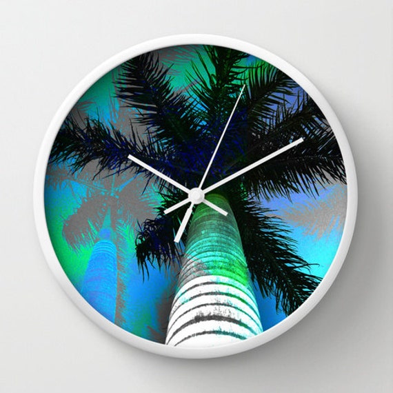 Turquoise tropical clock tropical tree clock tropical island