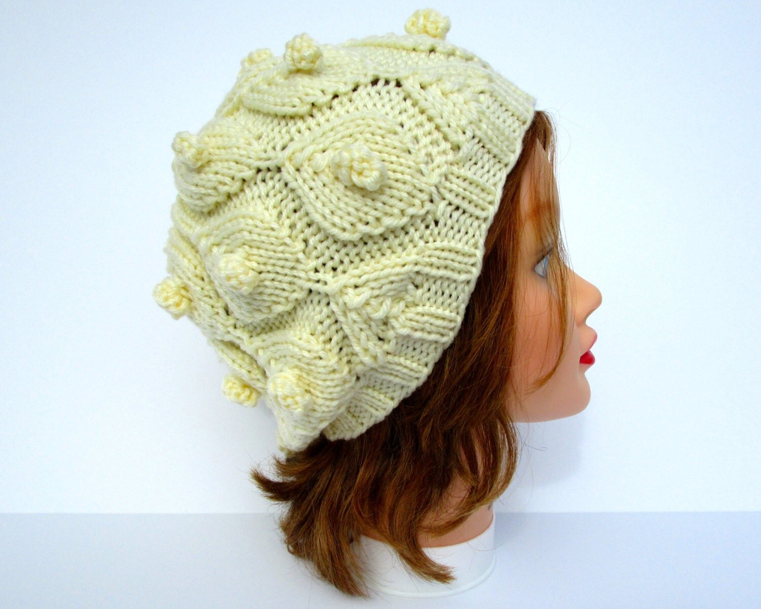 cream bobble hat womens