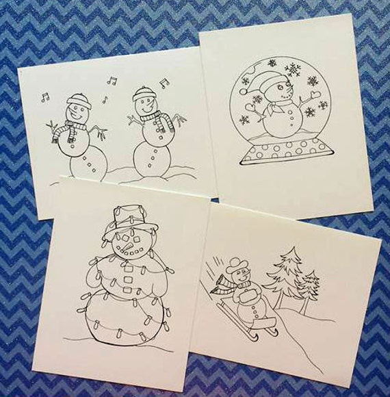 Items similar to Adult Coloring Christmas Snowman Post