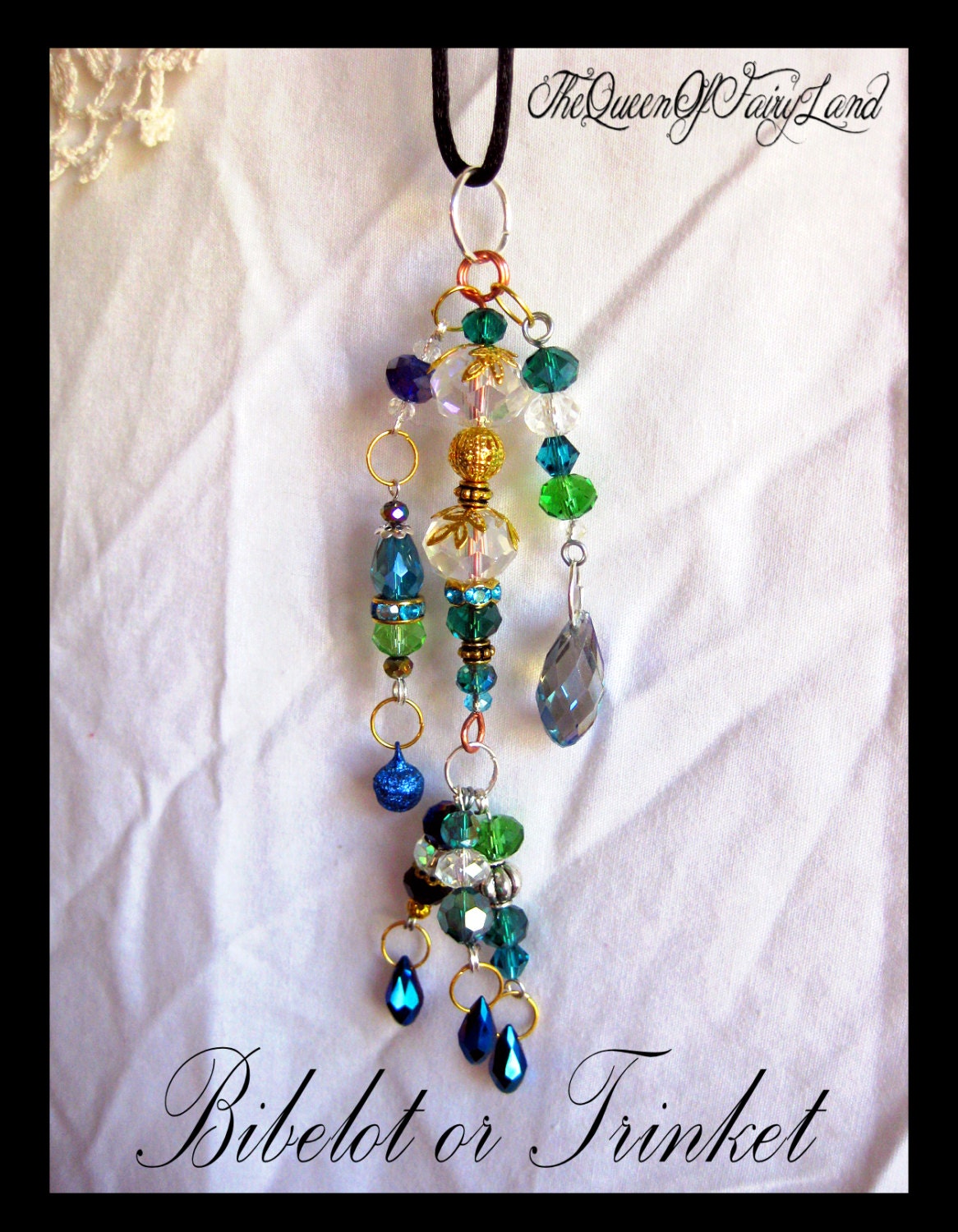 bibelot, trinket, glass gem necklace, jewelry, suncatcher, mixed bibelot, trinket, glass gem necklace, jewelry, suncatcher, mixed