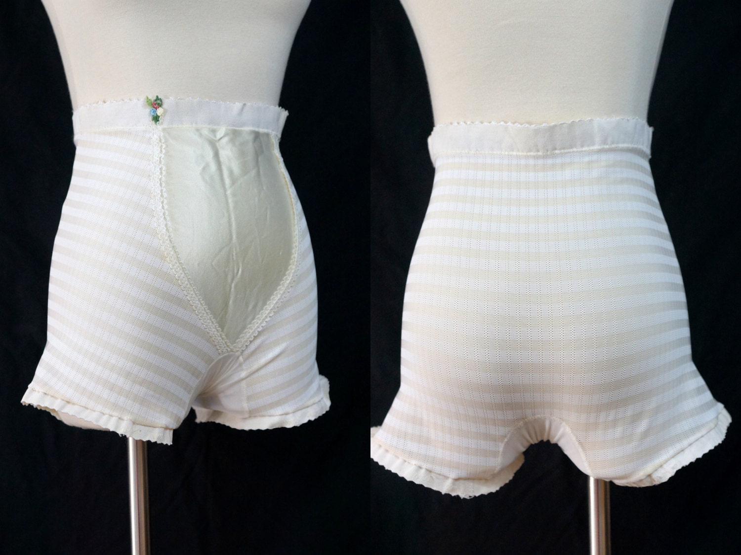 1960s Striped Long leg Girdle Foundation Body by ReitaPieVintage