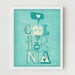 California Print Art Wall Hanging "I Heart California" Blue, Yellow, Red or Green, Digital Illustration California State Map Poster