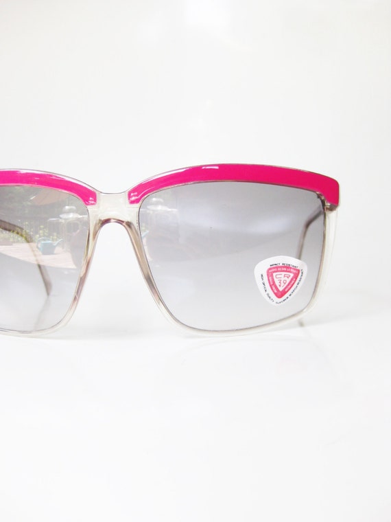 Neon Pink Sunglasses Made In Italy Vintage 1970s Oversized 