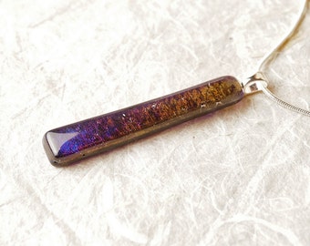 Handmade Dichroic Fused Glass Silver Necklace
