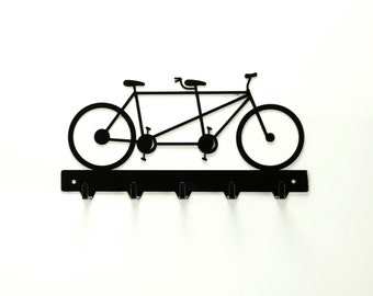 Tandem Bicycle Metal Art Key Rack - Free USA Shipping