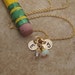 Custom order for Two TINY, 6mm gold Initial necklaces with birthstone dangles. Details for each necklace as discussed