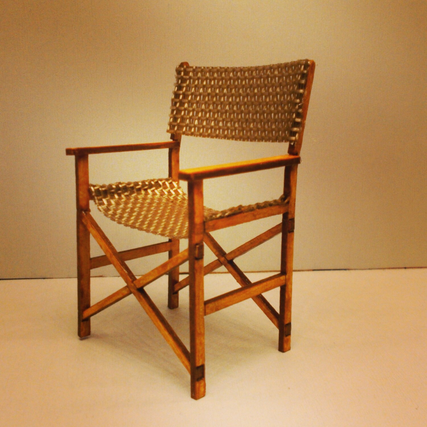 Miniature mid century directors chair. modern furniture 1/12