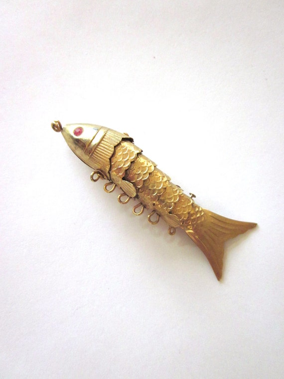 Vintage Articulated Fish Charm Pendant