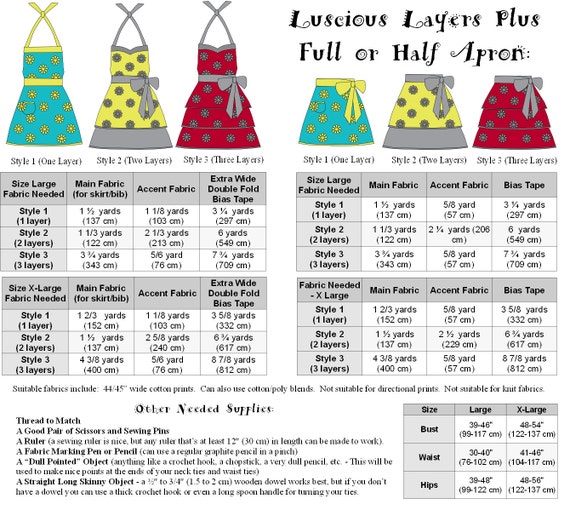 Plus Size Apron Sewing Pattern PDF Women's Full and Half