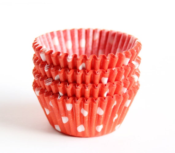 MINI Orange Polka Dot Cupcake Liners, Mini Halloween Cupcake Liners, Mini Dot Baking Cups(60) Il_570xn