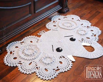 CROCHET PATTERN Josefina and Jeffery Elephant Rug Nursery Mat Carpet PDF Crochet Pattern with Instant Download