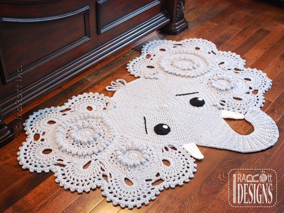 CROCHET PATTERN Josefina and Jeffery Elephant Rug Nursery Mat Carpet PDF Crochet Pattern with Instant Download