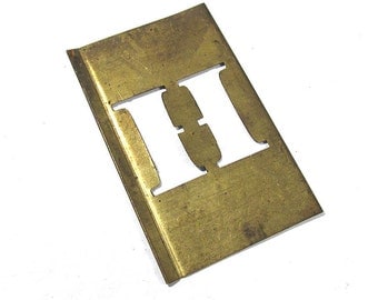 Brass Stencil Letter H VINTAGE 1" Letter H Scrapbooking Altered Art Assemblage Mixed Media Collage Supplies Brass Stencil Letter H (L35)