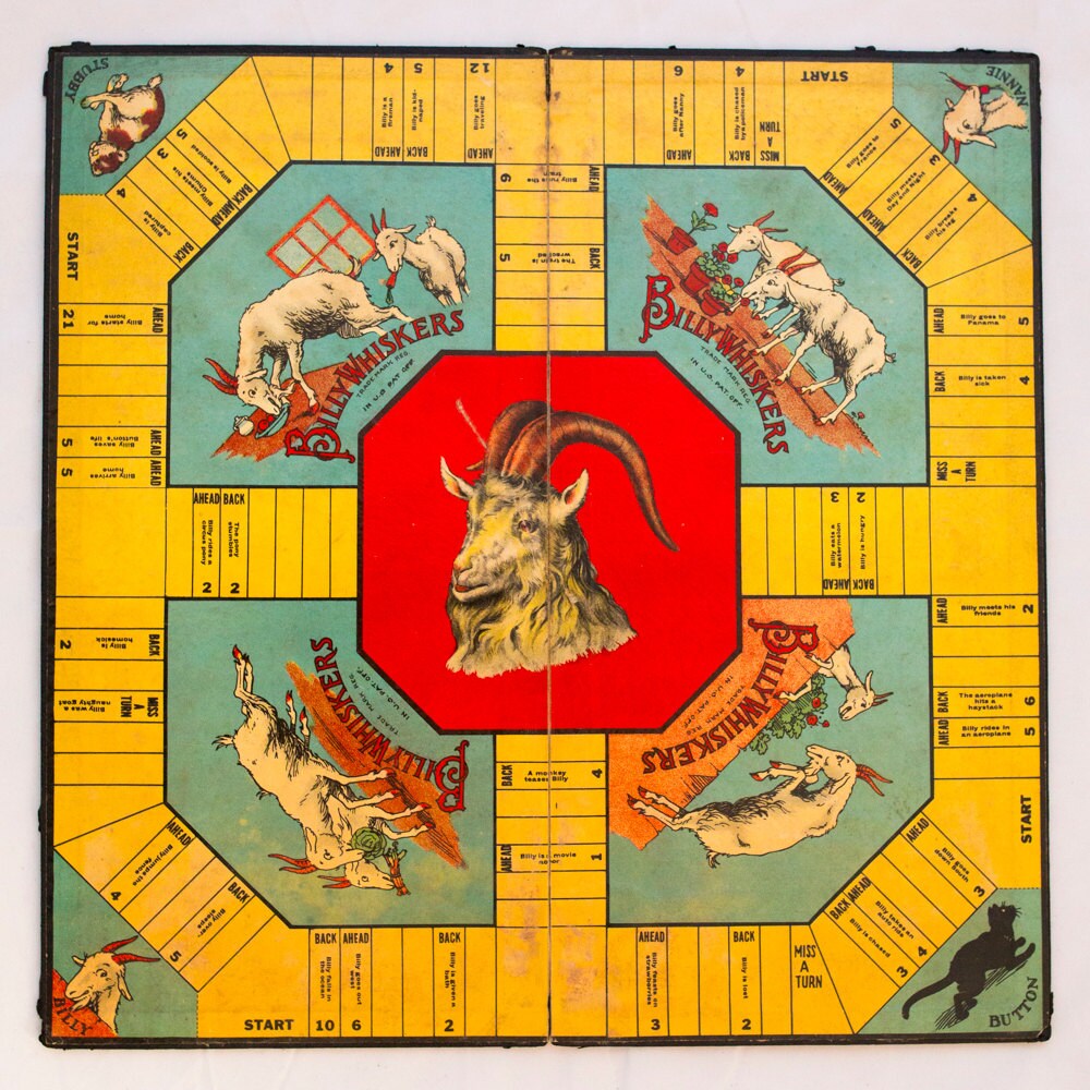 Vintage Antique Billy Whiskers Game Board Colorful Whimsical
