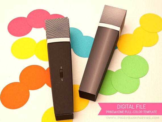MICROPHONE Favor Box (Black): DIY Printable PDF - Instant Download Il_570xn