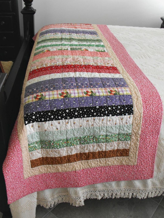 Handmade Quilted Bed Runner Queen or King Size Bed Runner