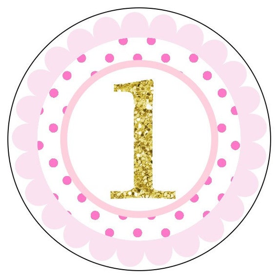 first birthday stickers pink and gold first birthday