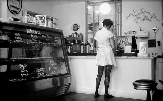 Black and White Photography Fine Art Print Girl Bakery Old