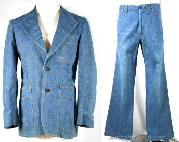 Men's Small 1970s Vintage Denim Leisure Suit by Levi's