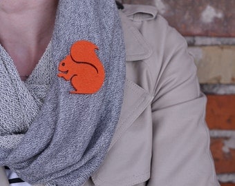Felt brooch orange squirrel shape orange squirrel