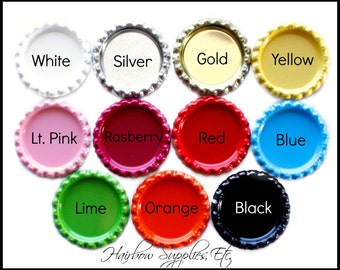 Flattened Bottle Caps Solid Colors 1 inch - Bottle Cap Jewelry, Bottle Cap Crafts, Bottle Cap Magnets - Hairbow Supplies, Etc.