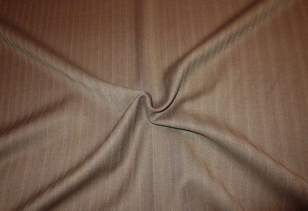 Brown Tropical Wool Blend Pinstripe FabricOne Yard